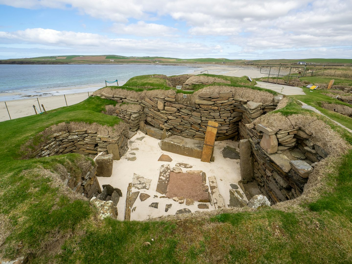 ruins of Skara Brae in Orkney on a clear day