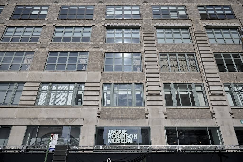 exterior of the Jackie Robinson museum in a NYC-style building